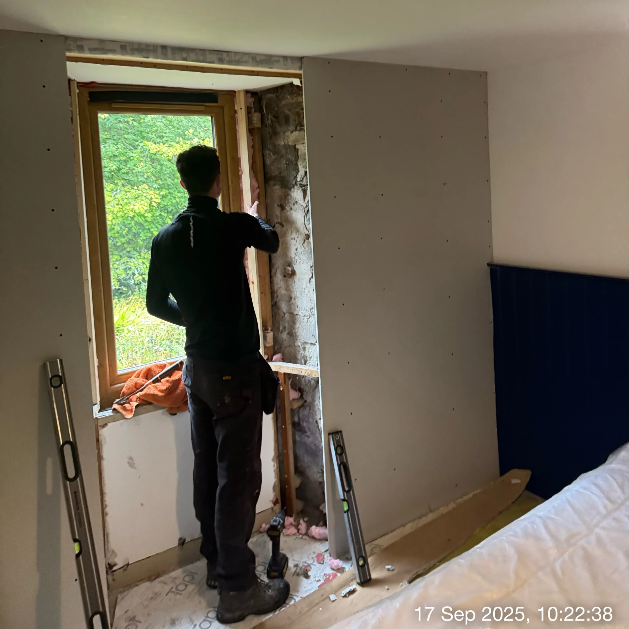 Heating Engineer working on Internal wall insulation in Perth